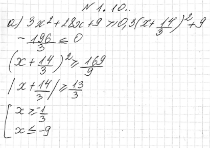 Изображение Найдите область определения выражения f(х):1.10. а) корень (3х2+28х+9); б) корень (5х-х2+6); в) корень 2х2+7х-9;г) корень...