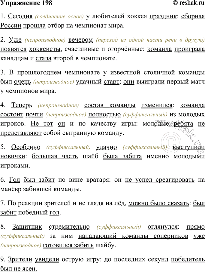 Изображение 198. Закончите начатые предложения так, чтобы получились бессоюзные сложные предложения. Подчеркните главные члены в записанных предложениях. Укажите наречия. Все ли они...